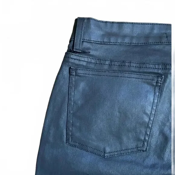 Eileen Fisher Black Wax Coated Skinny Pants Size 6 Mid Rise AS-IS - Picture 5 of 9